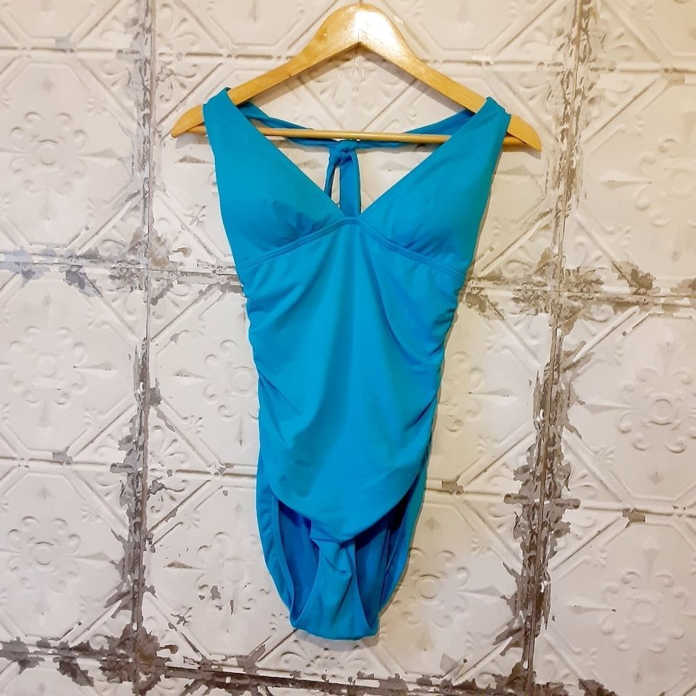 DKNY Donna Karen New York Teal Green One Piece Swimsuit Pre-owned Size 8